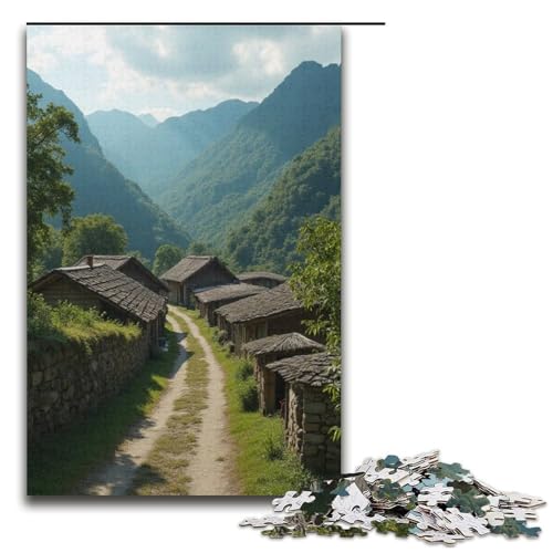 Puzzle für Erwachsene kleines Dorf 1000 Teile Holzpuzzle für Kinder ab 12 Jahren anspruchsvolles Spiel 1000 Teile (38 x 26 cm) von mowenbingpeng
