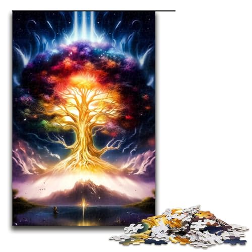 Puzzle für Erwachsene kosmischer Lebensbaum 1000-teiliges Holzpuzzle für Erwachsene und Kinder ab 12 Jahren 1000 Teile (75 x 50 cm) von mowenbingpeng