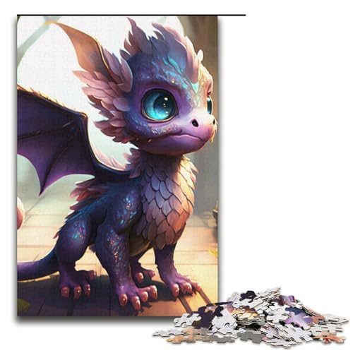 Puzzle für Erwachsene lila Babydrache 1000 Teile Papierpuzzle für Erwachsene und Kinder ab 12 Jahren Lernspielzeug 1000 Teile (38 x 26 cm) von mowenbingpeng