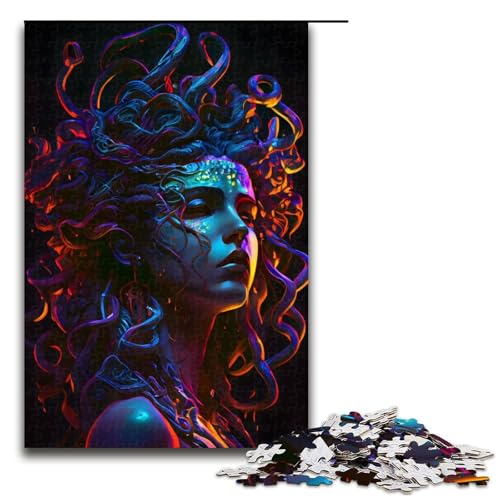 Puzzle für Erwachsene mit 1000 Teilen, Neon Medusa, lustiges Familienpuzzle mit passendem Poster und Quizblatt, 1000 Teile Puzzle für Erwachsene mit 1000 Teilen, Neon Medusa, lustiges Familienpuzzle mit passendem Poster und Quizblatt, 1000 Teile von mowenbingpeng