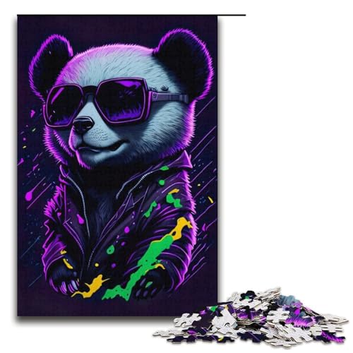 Puzzle für Erwachsene mit 1000 Teilen süßer skurriler Panda lustiges Familienpuzzle mit passendem Poster und Quizblatt 1000 Teile (38 x 26 cm) von mowenbingpeng