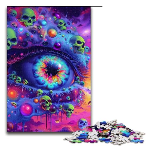 Puzzle für Erwachsene psychedelische Landschaft 1000-teiliges Holzpuzzle für Erwachsene und Kinder ab 12 Jahren 1000 Teile (75 x 50 cm) von mowenbingpeng