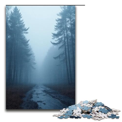 Puzzle für Erwachsene rauchbedeckter kalter Wald 1000 Teile Holzpuzzle für Erwachsene und Kinder ab 12 Jahren Lernspielzeug 1000 Teile (75 x 50 cm) von mowenbingpeng