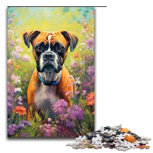 Puzzle für Erwachsene süßer Boxerwelpe 1000-teiliges Holzpuzzle für Kinder ab 12 Jahren Lernspielzeug 1000 Teile (75 x 50 cm) von mowenbingpeng