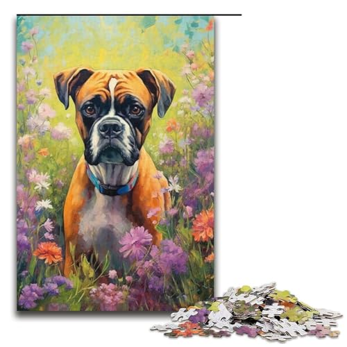 Puzzle für Erwachsene süßer Boxerwelpe 1000-teiliges Papierpuzzle für Kinder ab 12 Jahren Lernspielzeug 1000 Teile (38 x 26 cm) von mowenbingpeng