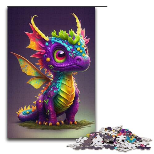 Puzzle für Erwachsene süßer Regenbogendrache 1000-teiliges Papierpuzzle für Kinder ab 12 Jahren Lernspielzeug 1000 Teile (38 x 26 cm) von mowenbingpeng