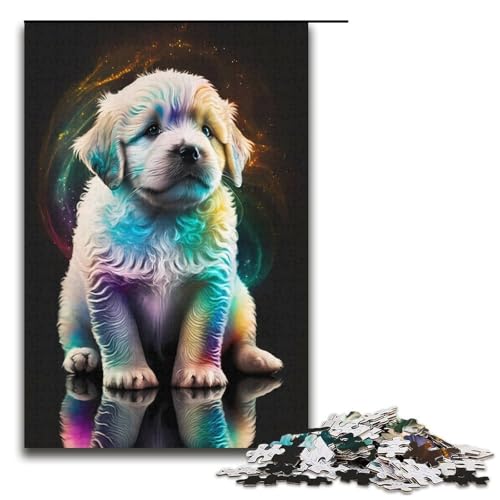 Puzzle für Erwachsene süßer bunter Welpe 1000 Teile Papierpuzzle für Kinder ab 12 Jahren Lernspielzeug 1000 Teile (38 x 26 cm) von mowenbingpeng