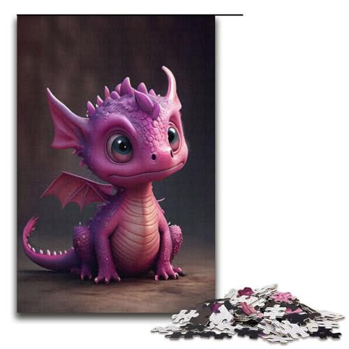 Puzzle für Erwachsene süßer lila Drache 1000-teiliges Papierpuzzle für Kinder ab 12 Jahren Lernspielzeug 1000 Teile (38 x 26 cm) von mowenbingpeng