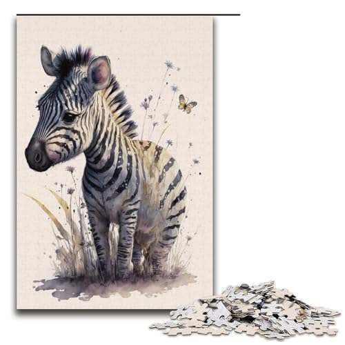 Puzzle für Erwachsene süßes Baby-Zebra-Gemälde 1000-teiliges Papierpuzzle für Kinder ab 12 Jahren Lernspielzeug 1000 Teile (38 x 26 cm) von mowenbingpeng