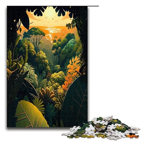 Puzzle für Erwachsene tropischer Dschungel 1000 Teile Holzpuzzle für Erwachsene und Kinder ab 12 Jahren 1000 Teile (75 x 50 cm) von mowenbingpeng