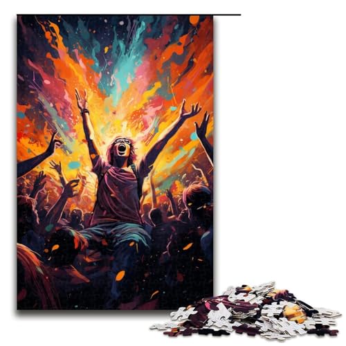 Puzzle für Erwachsene verrückte Bunte Menschen 1000-teiliges Holzpuzzle für Kinder ab 12 Jahren Lernspielzeug 1000 Teile (75 x 50 cm) von mowenbingpeng