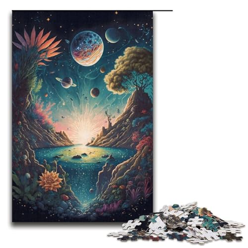 Puzzle für Erwachsene verrückte Weltraumlandschaft 1000-teiliges Papierpuzzle für Erwachsene und Kinder ab 12 Jahren 1000 Teile (38 x 26 cm) von mowenbingpeng