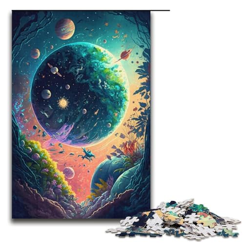 Puzzle für Erwachsene verrückte Weltraumlandschaft 1000-teiliges Papierpuzzle für Kinder ab 12 Jahren Heimdekoration 1000 Teile (38 x 26 cm) von mowenbingpeng