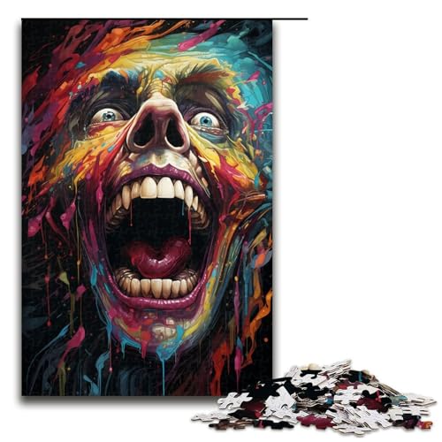 Puzzle für Erwachsene verrückter bunter Dämon 1000-teiliges Holzpuzzle für Erwachsene und Kinder ab 12 Jahren 1000 Teile (75 x 50 cm) von mowenbingpeng