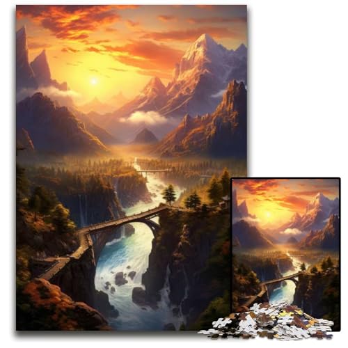 Puzzle mit 1000 Teilen für Erwachsene Berge und Täler Papierpuzzle kompliziertes Design für Teenager DIYDekor und gehirnfördernder Spaß 1000 PCS (38 x 26 cm) von mowenbingpeng
