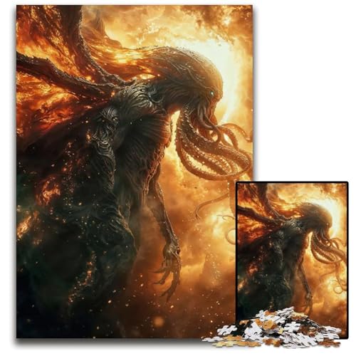 Puzzle mit 1000 Teilen für Erwachsene Cthulhu RaumzeitStoffe Holzpuzzle Denkspiel für Teenager 1000 Teile (75 x 50 cm) von mowenbingpeng