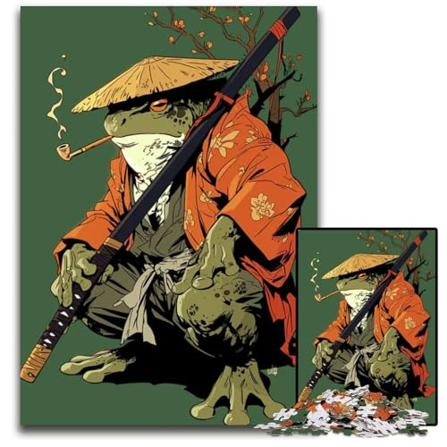 Puzzle mit 1000 Teilen für Erwachsene FroschSamuraiPapierpuzzle Denkspiel für Teenager 1000 Teile (38 x 26 cm) von mowenbingpeng