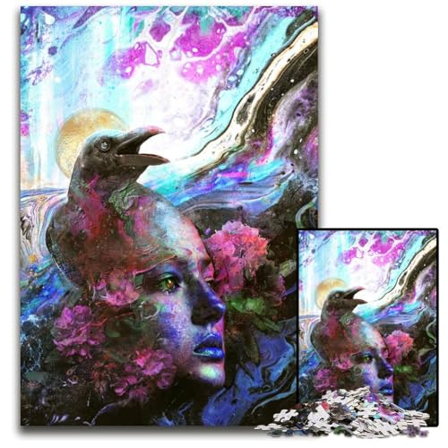 Puzzle mit 1000 Teilen für Erwachsene Raven Memories Puzzle Denkspiel für Jugendliche Familieninteraktion 1000 Teile (38 x 26 cm) von mowenbingpeng