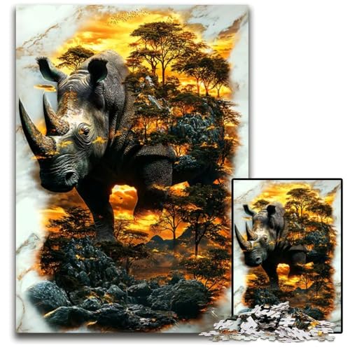 Puzzle mit 1000 Teilen für Erwachsene Wächter der Savanne Papierpuzzle Denkspiel für Teenager 1000 Teile (38 x 26 cm) von mowenbingpeng