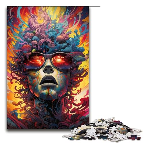 Puzzle mit 1000 Teilen für Erwachsene farbenfrohes psychedelisches Männerpuzzle Geburtstagsgeschenk für Teenager ab 14 Jahren 1000 Teile (75 x 50 cm) von mowenbingpeng
