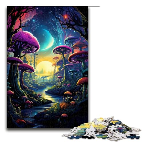 Puzzle mit 1000 Teilen für Erwachsene farbenfrohes psychedelisches Pilzwald-Puzzle Geburtstagsgeschenk für Teenager ab 14 Jahren 1000 Teile (75 x 50 cm) von mowenbingpeng