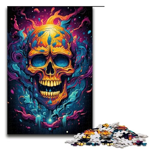 Puzzle mit 1000 Teilen für Erwachsene farbenfrohes psychedelisches Totenkopf-Puzzle Geburtstagsgeschenk für Teenager ab 14 Jahren 1000 Teile (75 x 50 cm) von mowenbingpeng