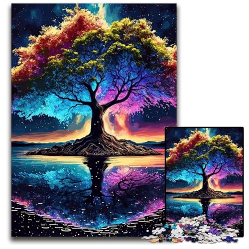 Puzzle mit 1000 Teilen für Erwachsene kosmischer Lebensbaum Holzpuzzle Denkspiel für Teenager 1000 Teile (75 x 50 cm) von mowenbingpeng