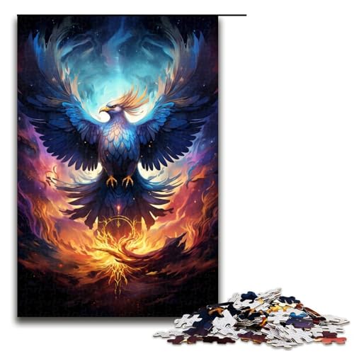 Puzzles 1000 Teile für Erwachsene Puzzles für Erwachsene 1000-teiliges Puzzle Lernspiele - Bunter Psychedelischer Phönix von mowenbingpeng