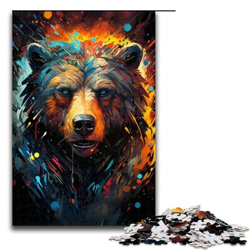Puzzles 1000 Teile für Erwachsene Puzzles für Erwachsene 1000-teiliges Puzzle Lernspiele - Bunter Psychedelischer Schildkriegerbär von mowenbingpeng