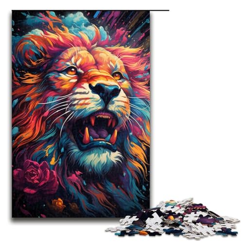 Puzzles 1000 Teile für Erwachsene Puzzles für Erwachsene 1000-teiliges Puzzle Lernspiele - Bunter Psychedelischer Schneelöwe von mowenbingpeng