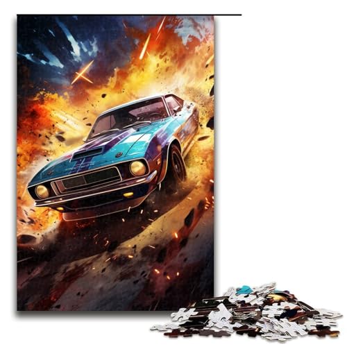 Puzzles 1000 Teile für Erwachsene Puzzles für Erwachsene 1000-teiliges Puzzle Lernspiele - Bunter Psychedelischer Sportwagen von mowenbingpeng