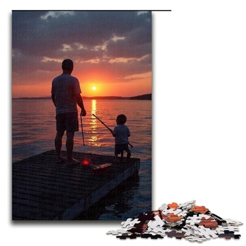Puzzles 1000 Teile für Erwachsene Puzzles für Erwachsene 1000-teiliges Puzzle Lernspiele - Fischerlied in der Abenddämmerung von mowenbingpeng
