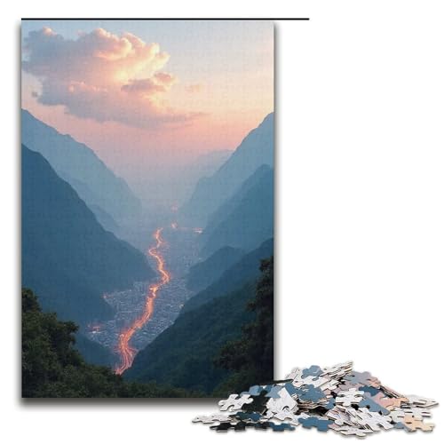 Puzzles 1000 Teile für Erwachsene Puzzles für Erwachsene 1000-teiliges Puzzle Lernspiele - Kleine Kreisstadt von mowenbingpeng