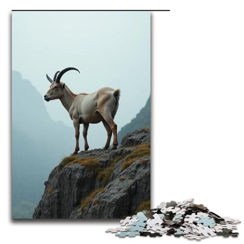 Puzzles 1000 Teile für Erwachsene Puzzles für Erwachsene 1000-teiliges Puzzle Lernspiele - Ziege auf der Klippe von mowenbingpeng