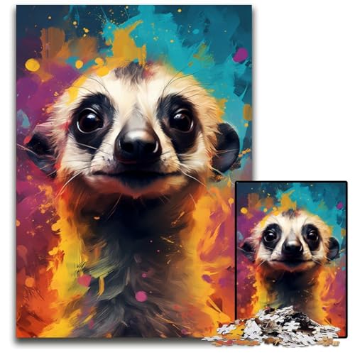 Puzzles für 1000 Teile Erdmännchen Bunte Puzzles für Erwachsene anspruchsvolles Denkspiel für Teenager Spaß für den Familienspielabend 1000 Teile (75 x 50 cm) von mowenbingpeng