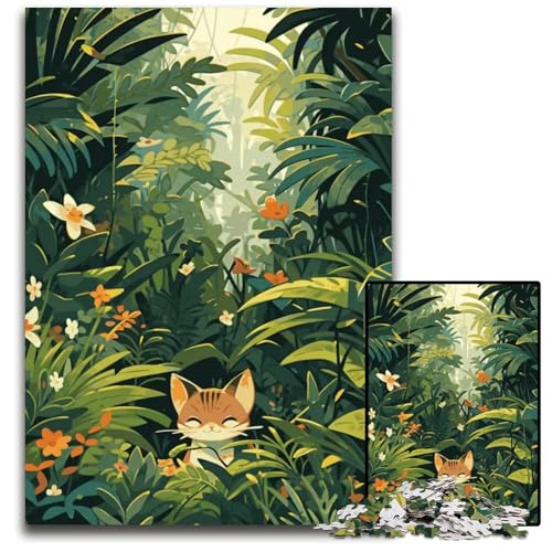 Puzzles für 1000 Teile Wild Jungle Cat Quest Puzzles für Erwachsene anspruchsvolles Denkspiel für Teenager Spaß für den Familienspielabend 1000 Teile (75 x 50 cm) von mowenbingpeng