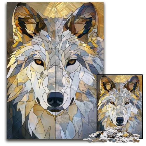 Puzzles für 1000 Teile WildwolfTierGoldPuzzles für Erwachsene anspruchsvolles Denkspiel für Teenager Spaß für den Familienspielabend 1000 Teile (38 x 26 cm) von mowenbingpeng