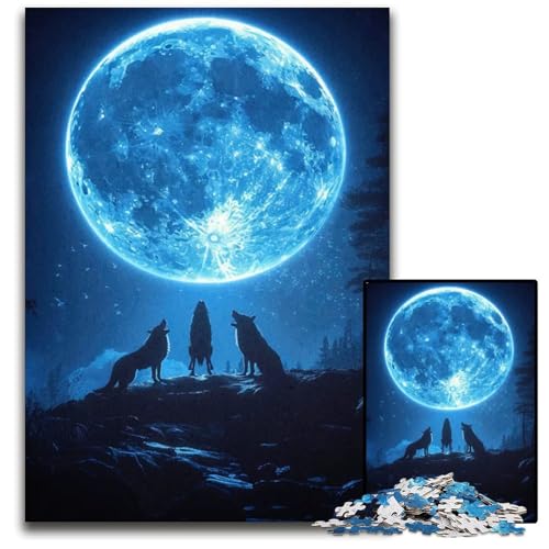 Puzzles für 1000 Teile Wolf Bunte Bergpuzzles für Erwachsene anspruchsvolles Denkspiel für Teenager Spaß für den Familienspielabend 1000 Teile (75 x 50 cm) von mowenbingpeng