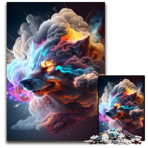 Puzzles für 1000 Teile Wolf in Smoke V Puzzles für Erwachsene anspruchsvolles Denkspiel für Teenager Spaß für den Familienspieleabend 1000 Teile (75 x 50 cm) von mowenbingpeng