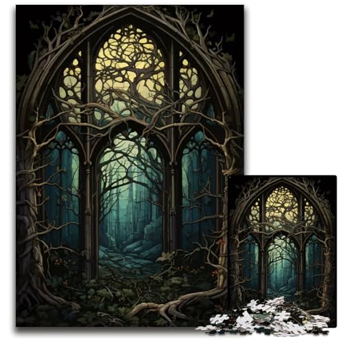 Puzzles für Erwachsene 1000 Fenster in die Fantasie Holzpuzzles für Erwachsene für Heimdekoration Gehirntraining 1000 Teile (75 x 50 cm) von mowenbingpeng
