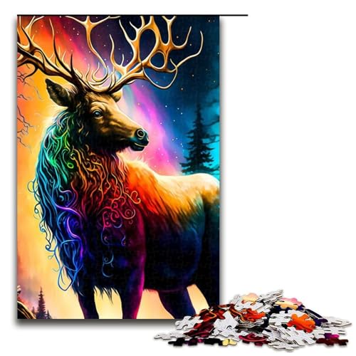 Rentier-Puzzle für Erwachsene 1000 Teile Holzpuzzle für Erwachsene und Kinder ab 12 Jahren 1000 Teile (75 x 50 cm) von mowenbingpeng
