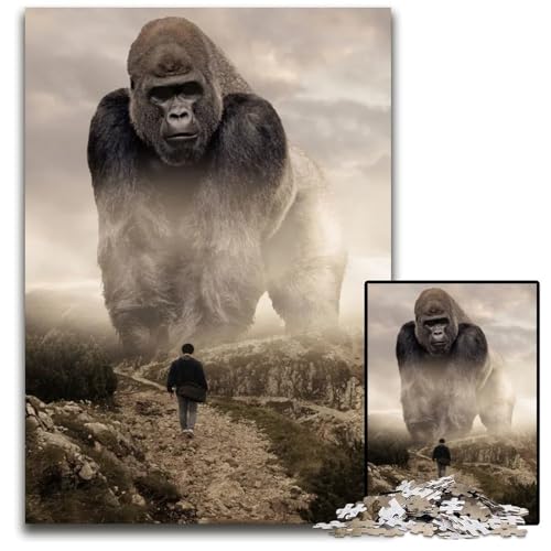 Riesiger Gorilla gegen Mensch 1000teiliges Puzzle Geschenke anspruchsvolle Puzzles interaktives Familienspiel GehirnHerausforderung pädagogisches Spielzeug 1000 Teile (75 x 50 cm) von mowenbingpeng
