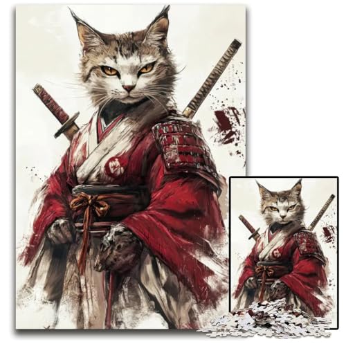 SamuraiKatze 1000teiliges Puzzle anspruchsvolles Denkspiel entspannendes Spielzeug für Teenager 1000 Teile (38 x 26 cm) von mowenbingpeng