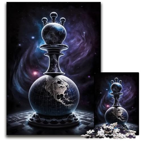 SchachweltPuzzle für Erwachsene 1000teiliges Holzpuzzle Denkspiel für Teenager 1000 Teile (75 x 50 cm) von mowenbingpeng