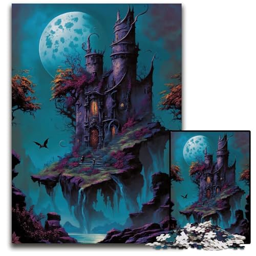 SchlossPuzzle für Erwachsene 1000teiliges Holzpuzzle perfekt für Geburtstags Weihnachts und HalloweenGeschenke 1000 Teile (75 x 50 cm) von mowenbingpeng