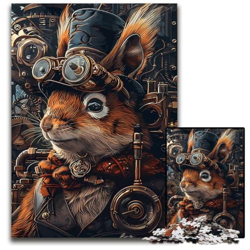 SteampunkEichhörnchenTierPuzzle 1000 Teile Geschenke anspruchsvolle Puzzles interaktives Familienspiel GehirnHerausforderung Lernspielzeug 1000 Teile (75 x 50 cm) von mowenbingpeng