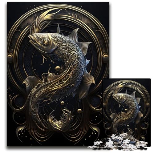 Sternzeichen Fische Puzzle 1000 Teile für Erwachsene Puzzles Herausforderndes Denkspiel Entspannendes Spielzeug für Teenager 1000 PCS (75x50cm) von mowenbingpeng