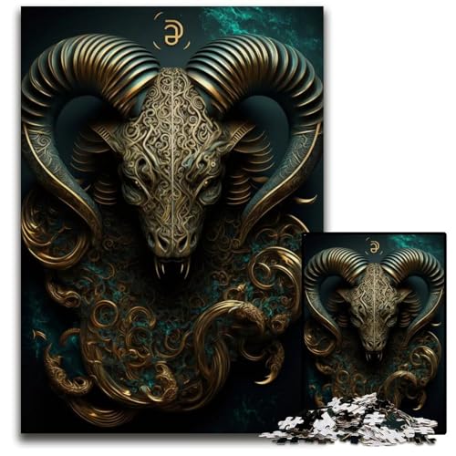 Sternzeichen Steinbock Puzzle 1000 Teile für Erwachsene Puzzles Herausforderndes Denkspiel Entspannendes Spielzeug für Teenager 1000 PCS (38x26cm) von mowenbingpeng