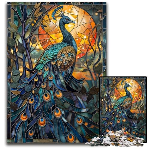 Strahlend gefärbtes PfauenPuzzle 1000 Teile für Erwachsene Papierpuzzle Weihnachten Halloween Ostern Neujahr 1000 Teile (38 x 26 cm) von mowenbingpeng