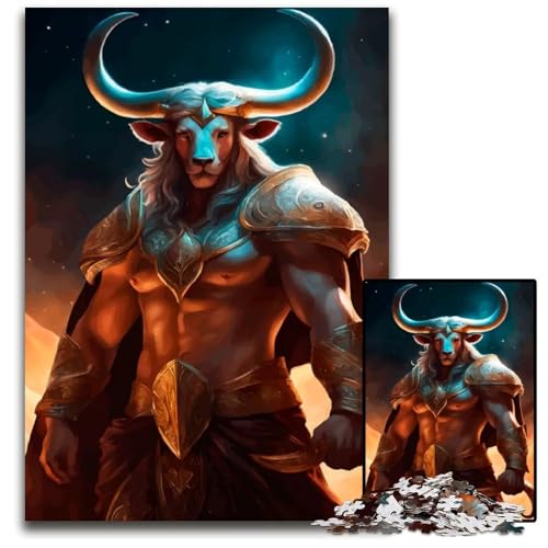 Taurus Fantasy Epic Zodiac 1000teiliges Puzzle aus Holz für Erwachsene Familienspielabend Spaß zum Selbermachen dekoratives Kunstwerk 1000 Teile (75 x 50 cm) von mowenbingpeng